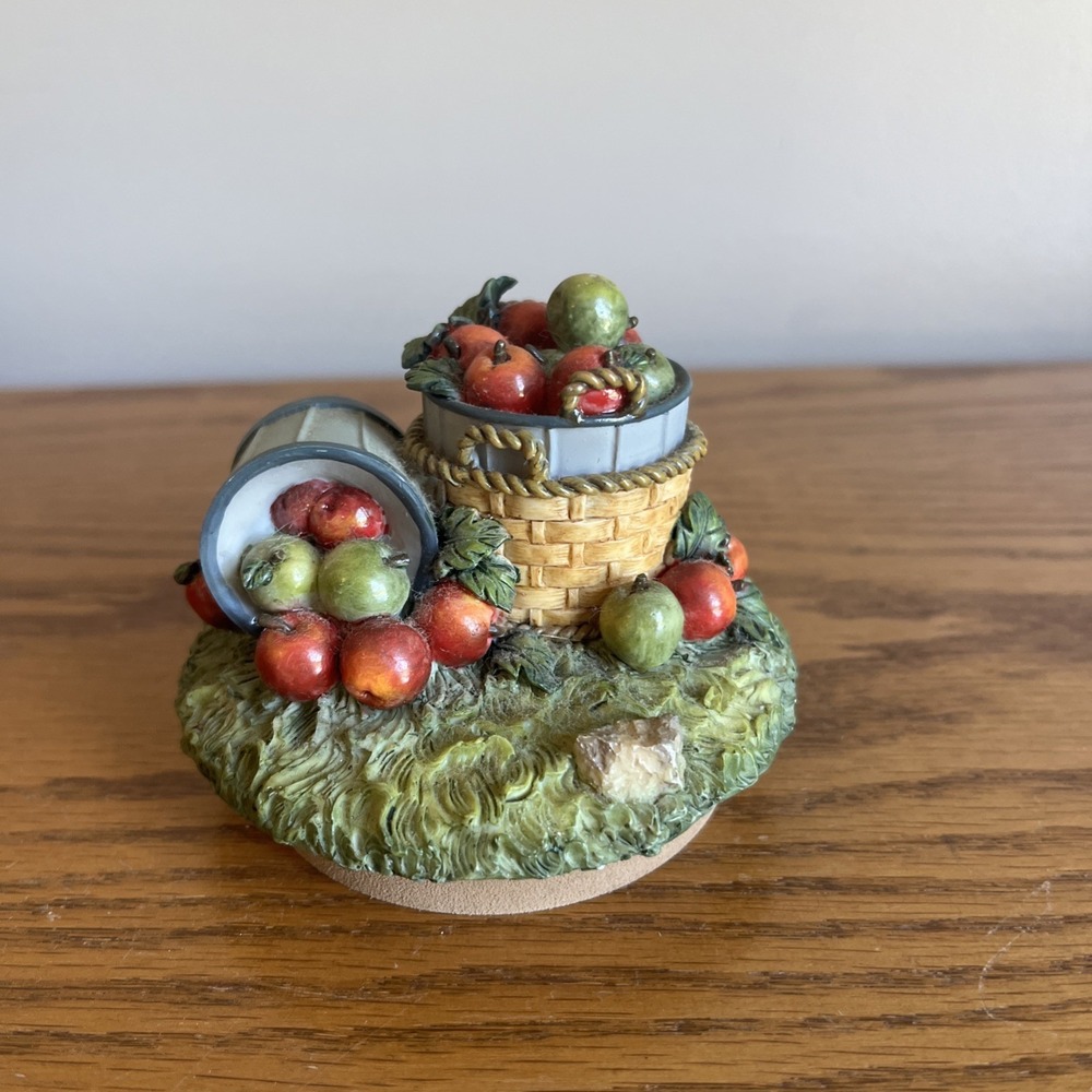 Vintage 90s Home Interiors Candle Cork Topper Basket of Apples